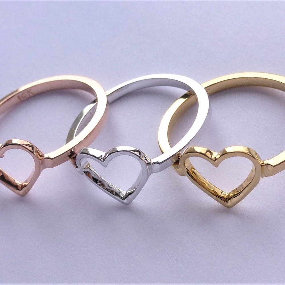 Heart Shape 14 K Solid Gold Ring - image 5
